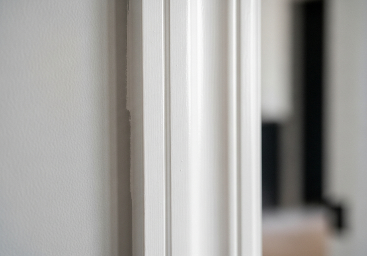 Close-up of clean paint lines on interior trim